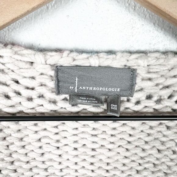 Anthropologie Floral Braided Knit Tassel Sweater Kimono in Gray Motif Size OS - Picture 6 of 9